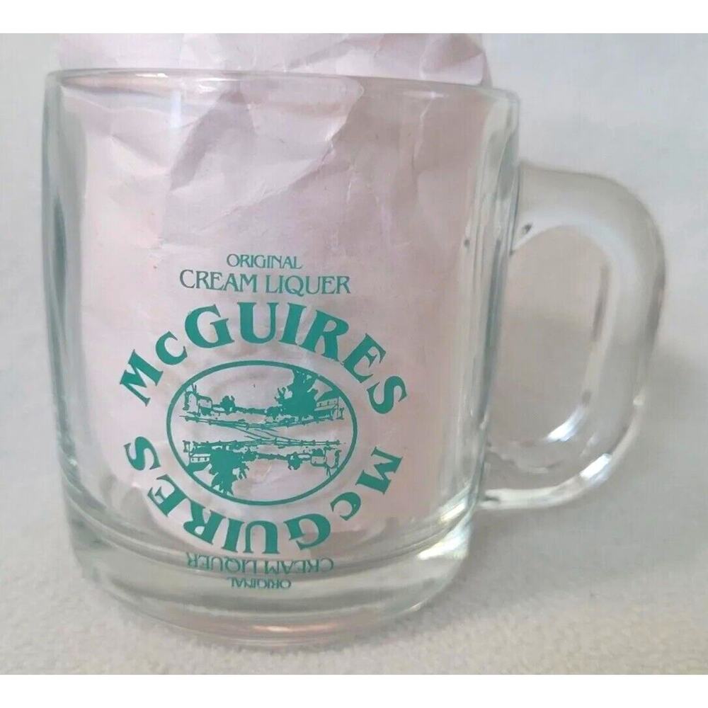 Vintage McGuires Irish Pub Coffee Cup Clear Glass Cream Liquor Thick Diner